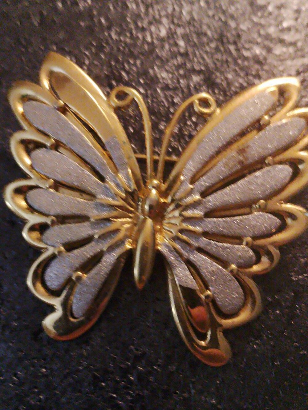 Beautiful Vintage Gold and Silver colored Butterfly Brooch